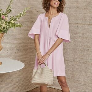 Pomander Place Finley Flutter Sleeve Dress Pink Orchid Cotton Size XS